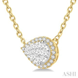 1/3 Ctw Reclining Pear Shape Lovebright Round Cut Diamond Necklace in 14K Yellow and White Gold