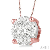 2 Ctw Lovebright Round Cut Diamond Pendant in 14K Rose and White Gold with Chain