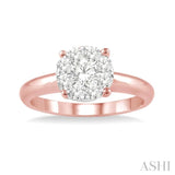1/4 Ctw Lovebright Round Cut Diamond Ring in 14K Rose and White Gold