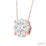 1/8 Ctw Lovebright Round Cut Diamond Pendant in 14K Rose Gold with Chain