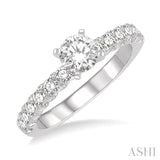 1/2 Ctw Endless Embrace Round Cut Diamond Ladies Engagement Ring with 1/4 Ct Round Cut Center Stone in 14K White Gold
