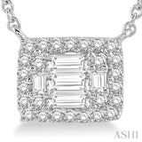 1/3 ctw Baguette and Round Cut Diamond Necklace in 14K White Gold