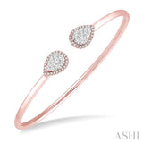 5/8 Ctw Pear Shape Lovebright Open Cuff Diamond Bangle in 14K Rose and White Gold