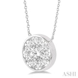 3/4 Ctw Round Shape Lovebright Diamond Necklace in 14K White Gold