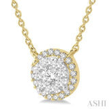 1 ctw Circular Round Cut Diamond Lovebright Necklace in 14K Yellow and White Gold
