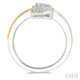 Pear Shape 2 Stone Lovebright Diamond Fashion Open Ring
