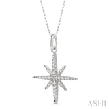 1/6 Ctw Round Cut Diamond Star Pendant With Chain in 10K White gold