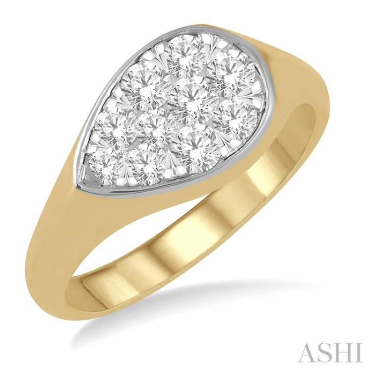 Pear Shape Lovebright Essential Diamond Signet Ring