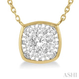 1/3 Ctw Cushion Shape Lovebright Diamond Necklace in 14K Yellow and White Gold