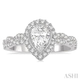 3/4 ctw Intertwined Shank Round Cut Diamond Semi-Mount Engagement Ring in 14K White Gold
