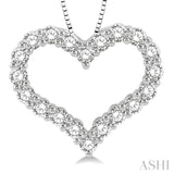 1 Ctw Heart Shape Round Cut Diamond Pendant With Chain in 14K  White Gold