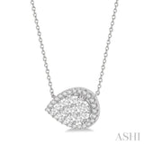 1 ctw Pear Shape Round Cut Diamond Lovebright Necklace in 14K White Gold