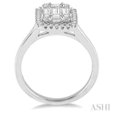 5/8 ctw Baguette & Round Cut Diamond Ring in 14K White Gold