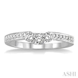 1/3 ctw Arched Center Engraved Foliage Round Cut Diamond Wedding Band in 14K White Gold
