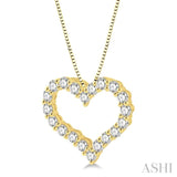 1 Ctw Heart Shape Round Cut Diamond Pendant With Chain in 14K Yellow Gold