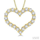 3/4 Ctw Heart Shape Round Cut Diamond Pendant With Chain in 14K Yellow Gold