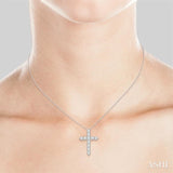 2 Ctw Round Cut Diamond Cross Pendant in 14K White Gold with Chain