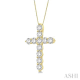 1/4 Ctw Round Cut Diamond Cross Pendant in 14K Yellow Gold with Chain