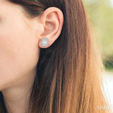 5/8 Ctw Octagonal Baguette & Round Cut Diamond Stud Earrings in 14K White Gold