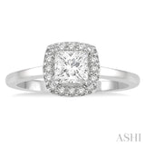 1/10 Ctw Halo Round Cut Diamond Semi-Mount Engagement Ring in 14K White Gold