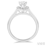 5/8 Ctw Pear and Round Cut Diamond Ladies Engagement Ring with 1/2 Ct Pear Cut Center Stone in 14K White Gold