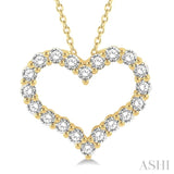 1 1/2 ctw Heart Shape Round Cut Diamond Pendant With Chain in 14K Yellow Gold