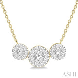 1 Ctw Triple Circle Lovebright Round Cut Diamond Necklace in 14K Yellow and White Gold