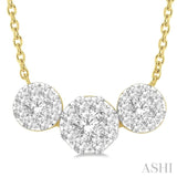 3/4 Ctw Triple Circle Lovebright Round Cut Diamond Necklace in 14K Yellow and White Gold