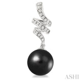 Black Pearl & Diamond Fashion Earrings