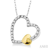 1/6 Ctw Round Cut Diamond Floating Heart Pendant in 10K White and Yellow Gold with Chain