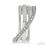 Silver Diamond Fashion Half Hoop Earrings