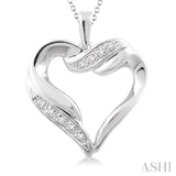 1/20 Ctw Single Cut Diamond Heart Pendant in Sterling Silver with Chain
