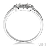 1/10 Ctw Round Cut Diamond Twin Heart Ring in Sterling Silver