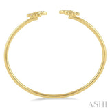 1/5 Ctw Fleur De Lis Round Cut Diamond Open Cuff Bangle in 14K Yellow Gold