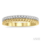 1/5 Ctw Rope Bead and Round Cut Diamond Wedding Band in 14K Yellow Gold
