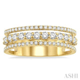 3/4 Ctw Round Cut Diamond Split Triple Ring in 14K Yellow Gold