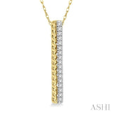 1/6 Ctw Pyramid Round Cut Diamond Bar Pendant With Chain in 14K Yellow Gold