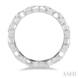 1 ctw Pinched Circular Mount Round Cut Diamond Eternity Wedding Band in 14K White Gold