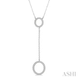 1/6 Ctw Twin Circle Round Cut Diamond 'Y' Necklace in 10K White Gold