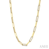 2 Ctw Round Cut Diamond Paper Clip Link Necklace in 14K Yellow Gold