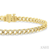 1/3 Ctw Round Cut Diamond Curb Bracelet in 14K Yellow Gold