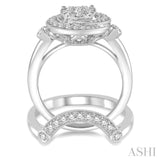 7/8 Ctw Round Cut Diamond Lovebright Bridal Set with 3/4 Ctw Engagement Ring and 1/6 Ctw Wedding Band in 14K White Gold