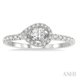 1/4 Ctw Round and Pear Cut Diamond Petite Fashion Ring in 10K White Gold