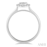 1/4 Ctw Oval Mount Baguette and Round Cut Diamond Fashion Ring in 14K White Gold