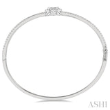 1 ctw Oval Shape Round Cut Diamond Lovebright Stackable Bangle in 14K White Gold
