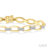 3/4 Ctw Oval Open Link Round Cut Diamond Bracelet in 14K Yellow Gold