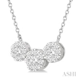 1/2 Ctw Triple Circle Lovebright Round Cut Diamond Necklace in 14K White Gold