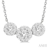 3/4 Ctw Triple Circle Lovebright Round Cut Diamond Necklace in 14K White Gold