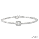 1 1/2 Ctw Fusion Baguette and Round Cut Diamond Bracelet in 14K White Gold