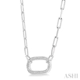 1/10 Ctw Round Cut Diamond Paper Clip Pendant in Sterling Silver